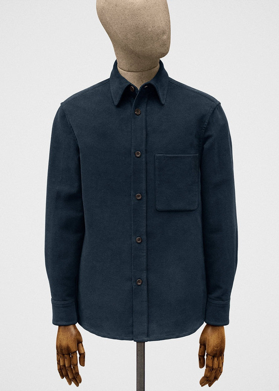 Shirt in moleskin in deep marine