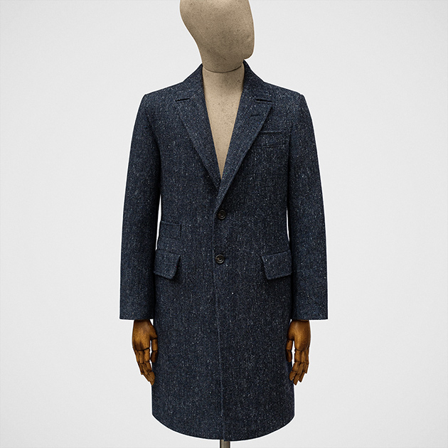 Topcoat in Donegal tweed in loch blue — S.E.H Kelly